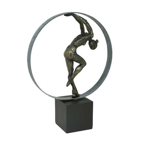 Resin Gymnast Circle Sculpture, Bronze